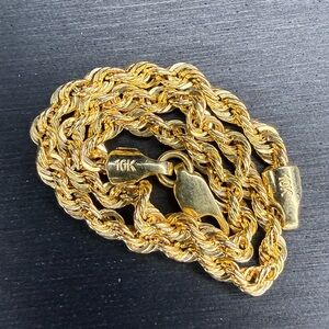 Solid 10K Yellow Italian Gold Diamond Cut Rope Bracelet 7.5” 3.5mm
